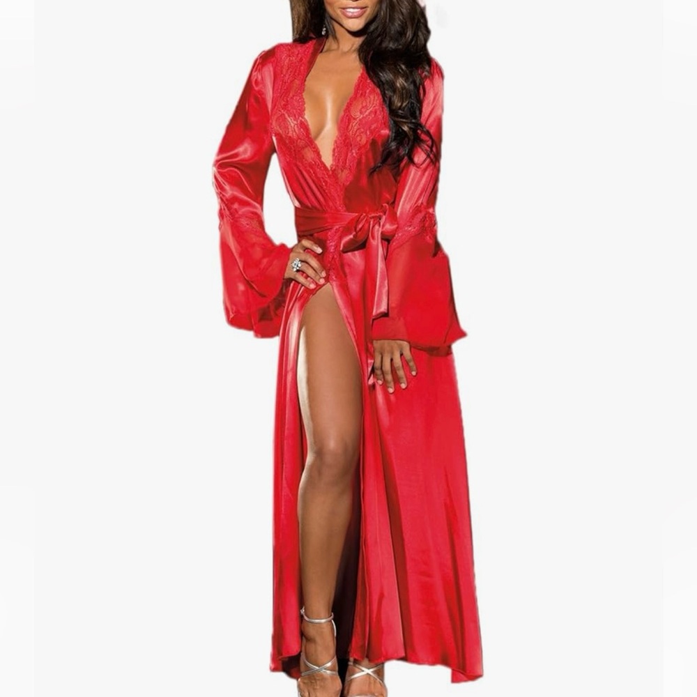 Shirley of Hollywood Long lace and Satin Robe